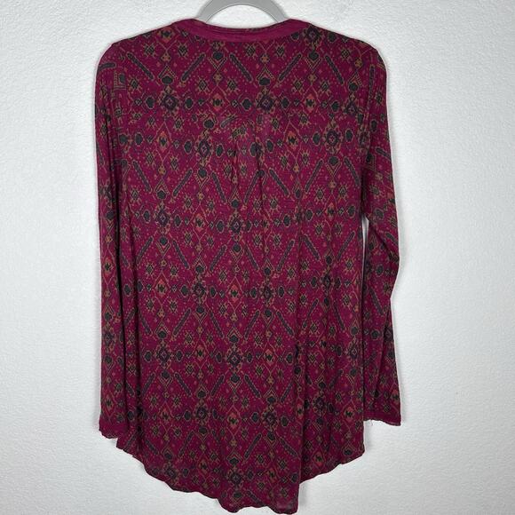 Lucky Brand Womens Sz M peasant knit top tucks V-neck long sleeve tunic Boho - Picture 3 of 7